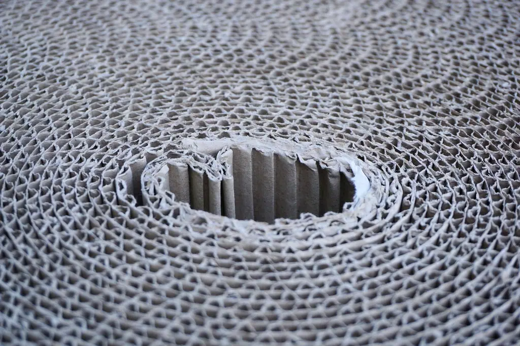 Single-face corrugated roll showing the flute spiral